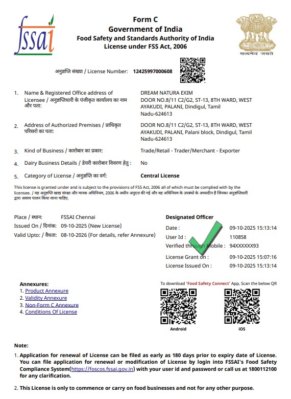 FSSAI Certificate